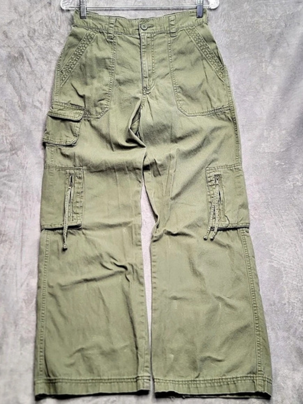 Aeropostale Women’s Straight Wide Leg Utility Cargo Pants Olive Small Baggy
